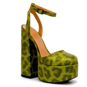 Jessica Simpson Leopard Green Platform Heels
